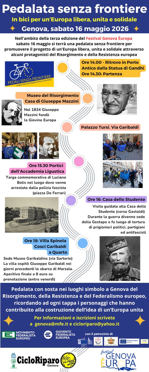 Pedalata senza frontiere. Da Gandhi a Garibaldi per un'Europa unita, libera e solidale. 