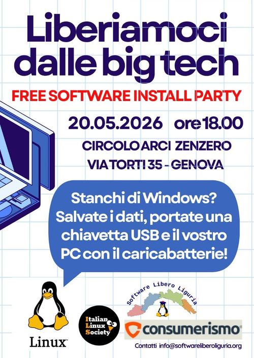 Liberiamoci dalle big tech - Free Software Install Party