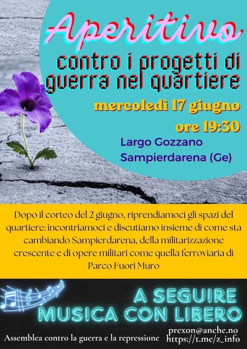 Aperitivo contro i progetti di guerra nel quartiere